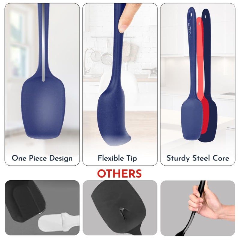 Culinary Couture 4-Piece Blue Baking Spatula Set - Holiday Baking Essentials, Rubber Spatulas Silicone Heat Resistant, BPA-Free - Spatula Set for Nonstick Cookware - Silicone Baking Utensils - Image 3